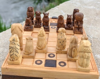 ボードゲーム チェス「MINIATURE ANIMAL CHESS SET」 Amazon | 中国伝統的 Xiangqi ポータブルチェスセット トラベル