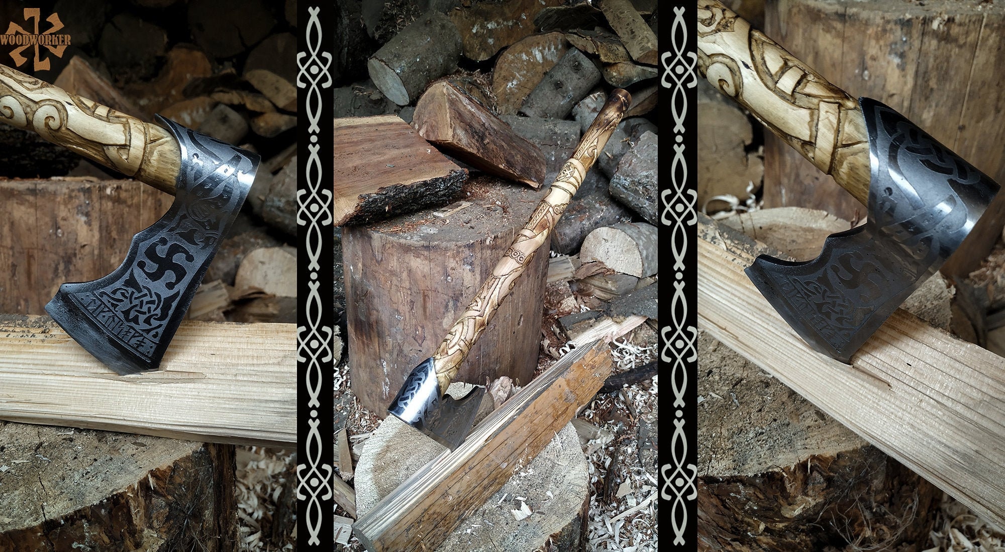 Heiðir Viking Axe Throwing Axe Axe With Slavic Design Etsy