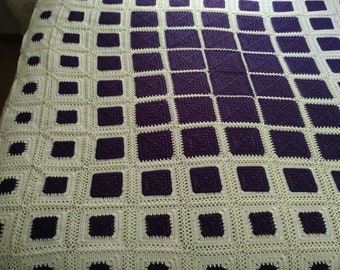 King Size Purple Handmade Crochet Blanket