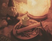 White porcelain spell candle holders