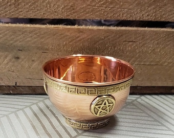 3 "Pentagram Copper Offering Bowl / Quemador de carbón