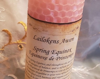 Spring Equinox Lailokens Awen Beeswax Altar Candle