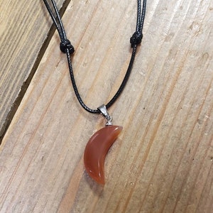 Assorted Gemstone Crescent Moon Necklace