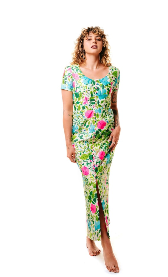 Floral 70's Garden Maxi Dress - image 1