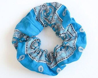 Scrunchie Glarner Cloth "Turquoise", corbata para el cabello, banda para el cabello paisley, algodón, souvenir suizo, accesorios para el cabello, accesorios para el cabello, pañuelo