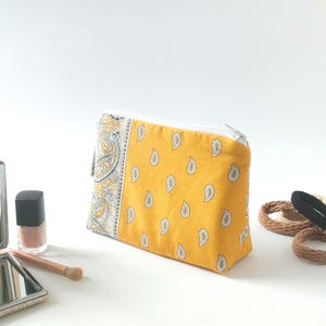 pequena bolsa de cosméticos com zíper, feita de Glarner Tüechli suíço original, bolsa bandana, bolsa paisley, pequena bolsa de higiene