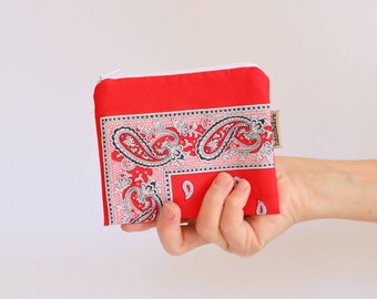 Cartera de Glarner Tüechli con cremallera, cartera pequeña, mini bolso con estampado paisley, pañuelo, souvenir suizo