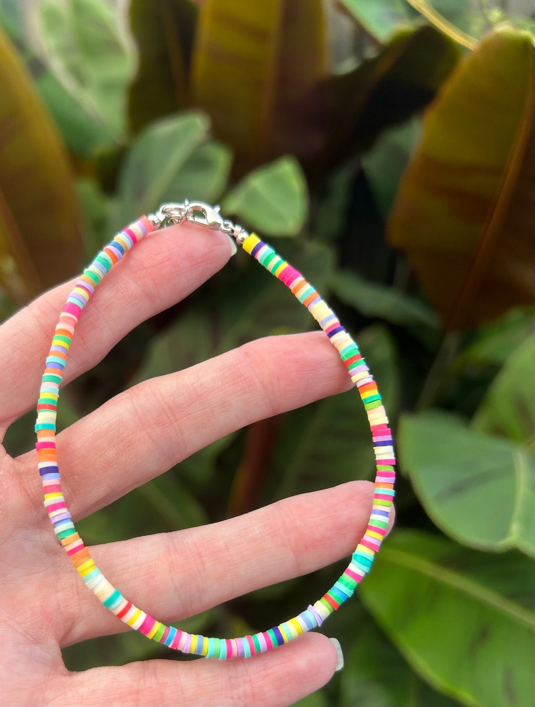 Rainbow Heishi Bead Anklet Colorful Anklet Heishi Bead Jewelry Beach