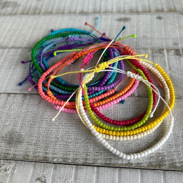 Summer Colorful Rainbow Beach Bracelets - Beaded Bracelets - Summer Beach Jewelry Stack