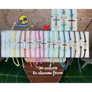 Handmade Cross Bracelet | Adjustable Macrame Jewelry | Stainless Steel & Waterproof | Scripture Card Gift | 30 Colors