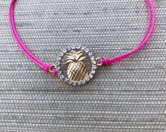 Pineapple Adjustable Bracelet - Pineapple Bracelet - Friendship Bracelet - Beach Bracelet - Pineapple Jewelry - Pineapple