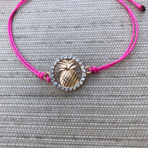 Pineapple Adjustable Bracelet - Pineapple Bracelet - Friendship Bracelet - Beach Bracelet - Pineapple Jewelry - Pineapple