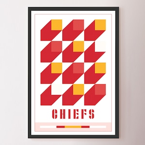 Kansas City Chiefs Cuadrados abstractos inspirados en la Bauhaus Póster