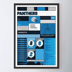 Afiche estadístico de Carolina Panthers "Iconografía moderna"