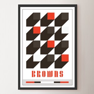 Cleveland Browns Abstract Bauhaus-Inspired Squares Poster