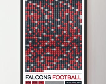 Póster con datos de "Todos los partidos de la historia" de los Atlanta Falcons