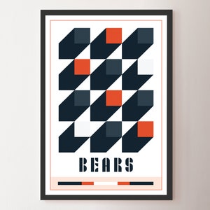 Chicago Bears Abstract Bauhaus-Inspired Squares Poster