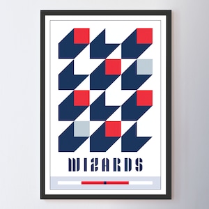 Washington Wizards Abstract Bauhaus-Inspired Squares Poster