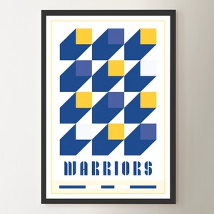 Cuadrados abstractos inspirados en la Bauhaus de Golden State Warriors Póster