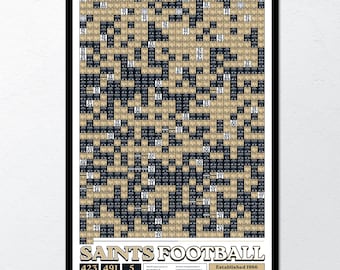 Muurdecoratie met afbeeldingen van alle wedstrijden van de New Orleans Saints | Moderne voetbalprint, sportcadeau