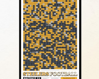 Pittsburgh Steelers: elke wedstrijd uit de geschiedenis | Muurdecoratie | Moderne voetbalprint, sportcadeau