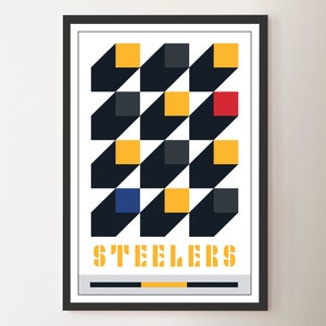 Pittsburgh Steelers Abstract Bauhaus-Inspired Squares Poster