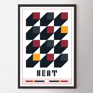 Miami Heat Abstract Bauhaus-Inspired Squares Poster