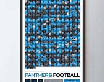 Póster con datos de "Todos los partidos de la historia" de los Carolina Panthers