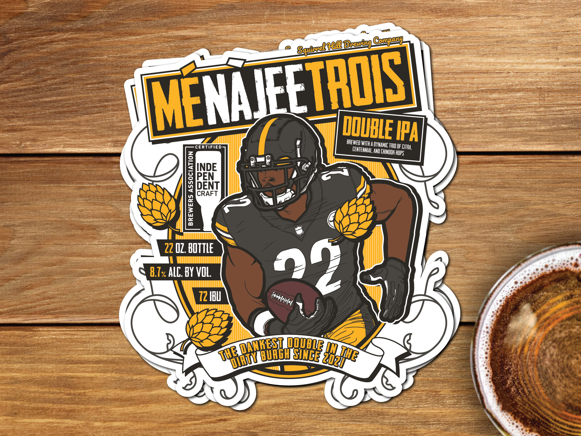 Najee Harris steelers Fake Craft Beer Label Sticker 