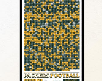 Green Bay Packers: elke wedstrijd uit de geschiedenis | Muurdecoratie | Moderne voetbalprint, sportcadeau