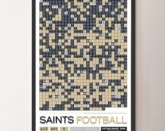 Póster con datos de "Todos los partidos de la historia" de los New Orleans Saints