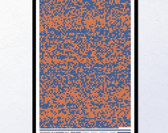 Muurdecoratie met alle wedstrijden uit de geschiedenis van de New York Knicks | Moderne basketbalprint, sportcadeau