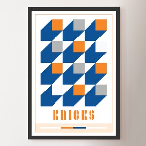New York Knicks Abstract Bauhaus-Inspired Squares Poster