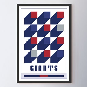 New York Giants Abstract Bauhaus-Inspired Squares Poster
