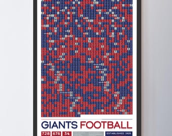 Póster con datos de "Todos los partidos de la historia" de los New York Giants