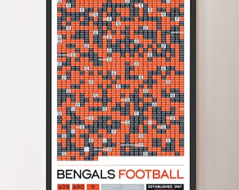 Póster con datos de "Todos los partidos de la historia" de los Cincinnati Bengals