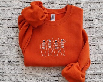 Embroidered Skeleton Sweatshirt, Skeleton Sweatshirt, Fall Sweatshirt, Halloween Sweatshirt, Fall Shirt, Cute Fall Sweatshirt, Halloween