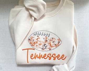 Embroidered Tennessee Sweatshirt, Tennessee Sweatshirt, Tennessee Football, Tennessee Crewneck, Embroidered Football Sweatshirt, TN Crewneck