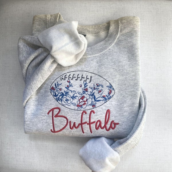 Embroidered Buffalo Sweatshirt, Buffalo Sweatshirt, Buffalo Football, Embroidered Buffalo, College Football, Embroidered Football Sweatshirt