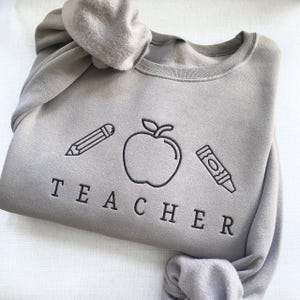 Embroidered Teacher Icon Sweatshirt, Embroidered Teacher Sweatshirt, Teacher Sweatshirt, Teacher Gift, Teacher Appreciation, Teacher Sweater
