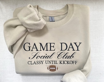 Embroidered Game Day Sweatshirt, Football Sweatshirt, Football Social Club Sweatshirt, Embroidered Football Sweatshirt, Game Day Sweatshirt