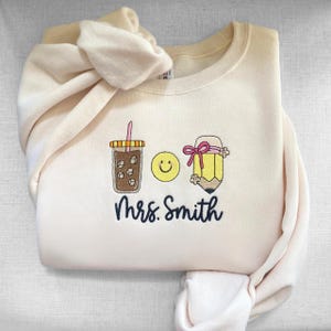 Embroidered Teacher Icon Sweatshirt, Embroidered Teacher Sweatshirt, Teacher Sweatshirt, Teacher Gift, Personalized Teacher Gift