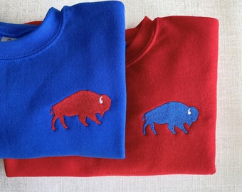 Kids Embroidered Buffalo Sweatshirt, Buffalo Sweatshirt, Toddler Buffalo Sweatshirt, Youth Buffalo Shirt, Kids Buffalo Crewneck, Buff Shirt