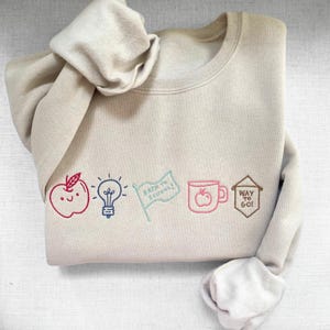 Embroidered Teacher Icon Sweatshirt, Embroidered Teacher Sweatshirt, Teacher Sweatshirt, Teacher Gift, Teacher Appreciation, Teacher Sweater