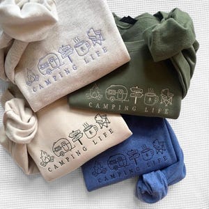 Camping Life Sweatshirt, Camping Sweatshirt, Camp Life Shirt, Embroidered Camping Sweatshirt, Outdoorsy Gift, Camper Shirt, Camping Gift image 2