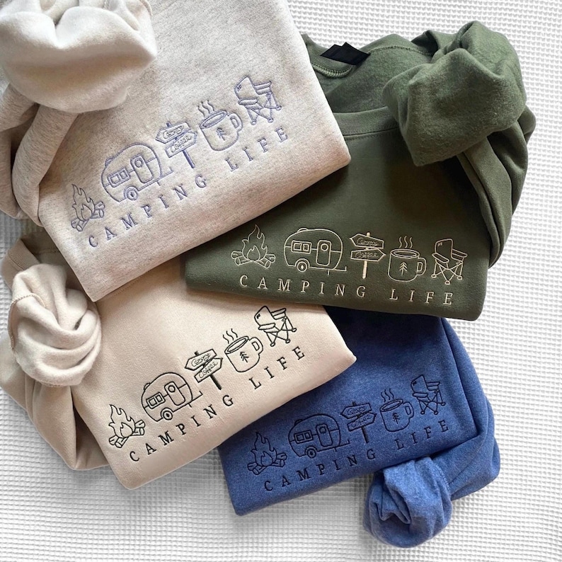 Camping Life Sweatshirt, Camping Sweatshirt, Camp Life Shirt, Embroidered Camping Sweatshirt, Outdoorsy Gift, Camper Shirt, Camping Gift image 2