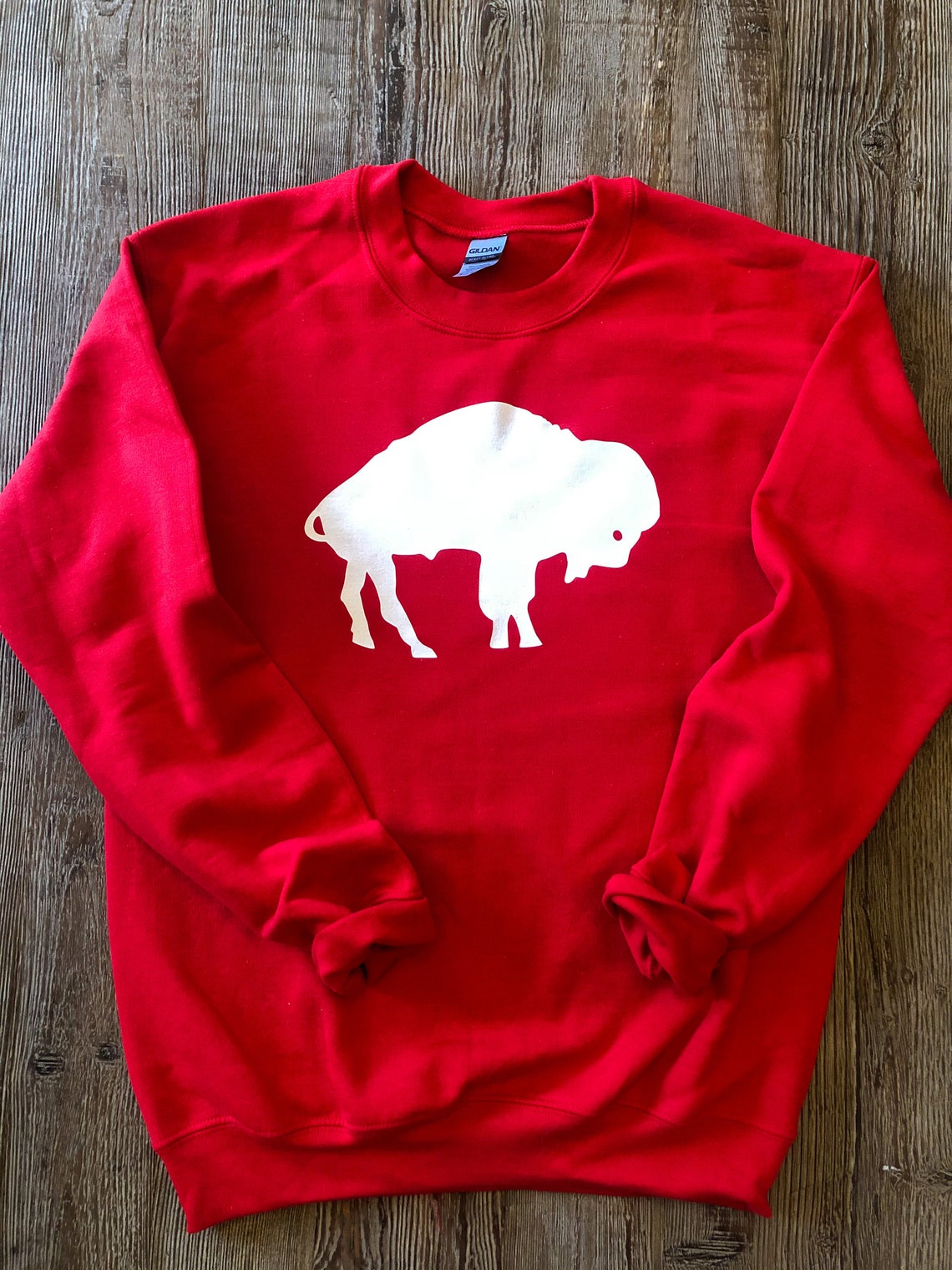 Red Buffalo Crew Neck Sweatshirt Etsy