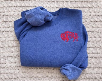 Embroidered Buffalo Sweatshirt, Buffalo Sweatshirt, Buffalo Football, Embroidered Buffalo, Buffalo Crewneck, Neutral Buffalo Sweatshirt