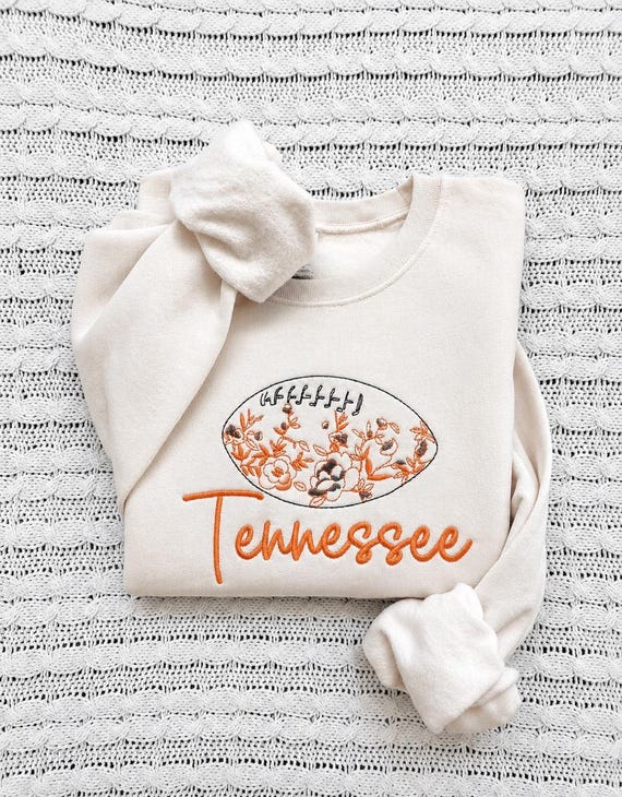 Embroidered Tennessee Sweatshirt, Tennessee Sweatshirt, Tennessee Football, Tennessee Crewneck, Embroidered Football Sweatshirt, TN Crewneck