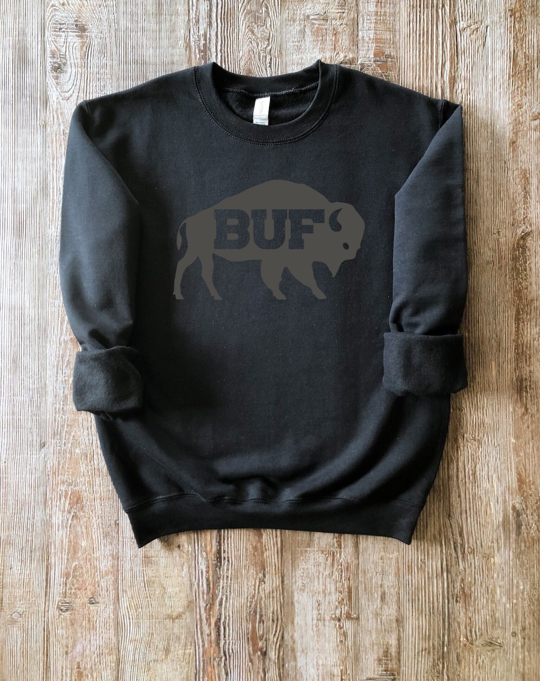 Black on Black Buffalo Sweatshirt Buffalo Sweatshirt Buffalo Etsy